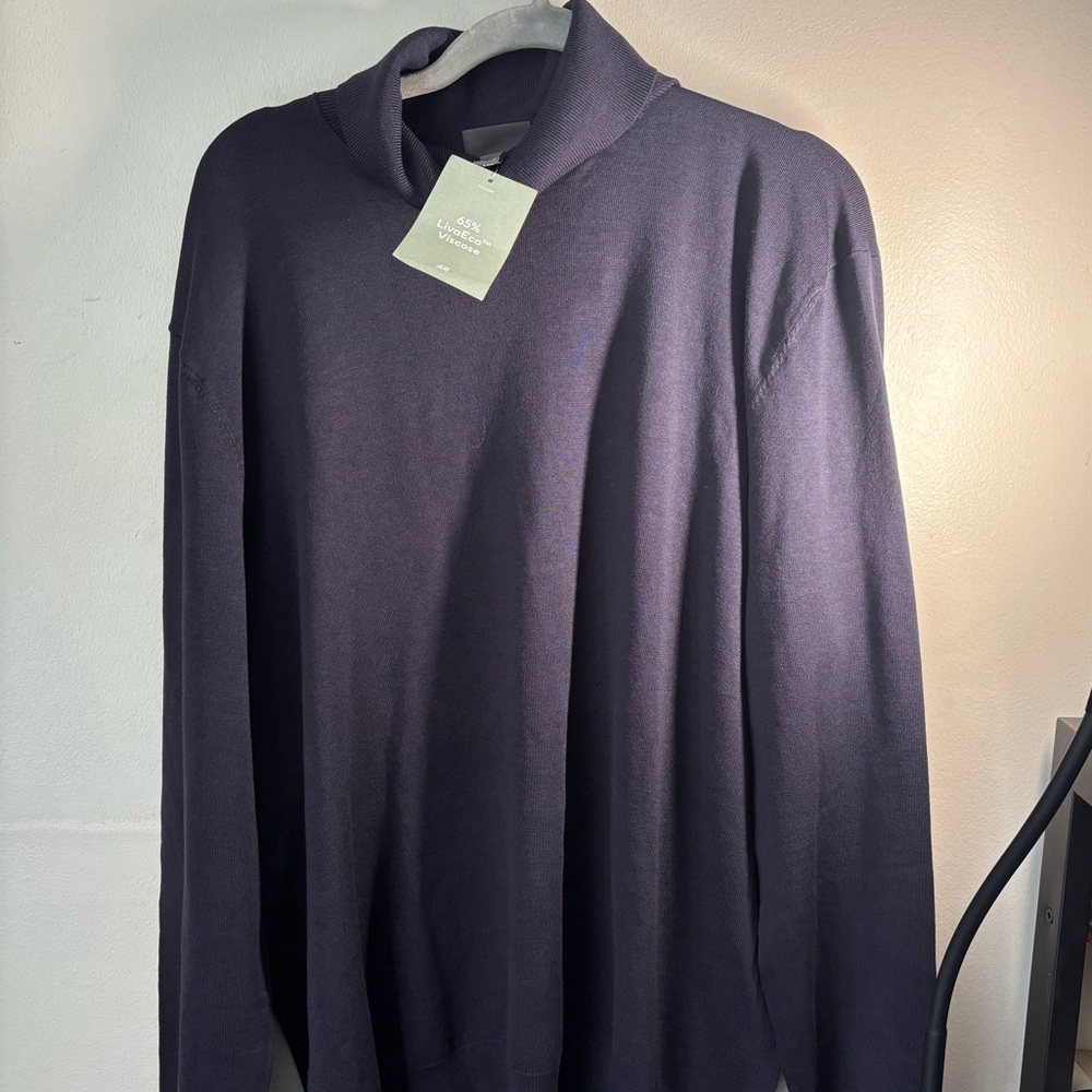 Slim Fit, Fine Knit, Navy Turtleneck
